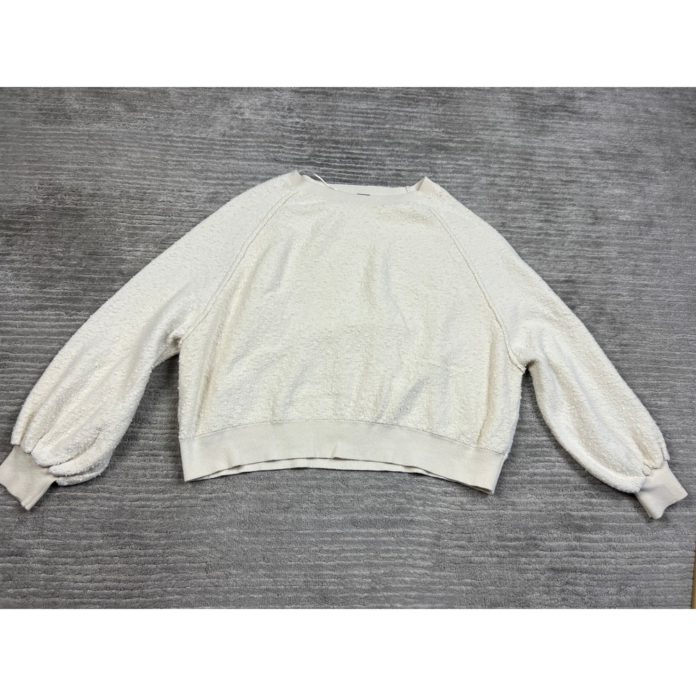 Free‎ People Sweater Womens S Cream Boucle Balloon Sleeve Relaxed Knit Pullover